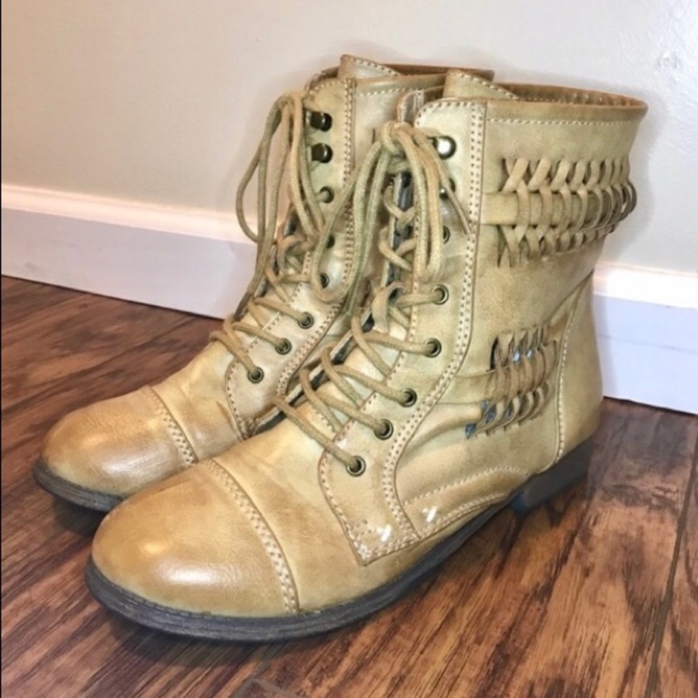 Rampage Justeyna Braided Lace Up Combat Boot